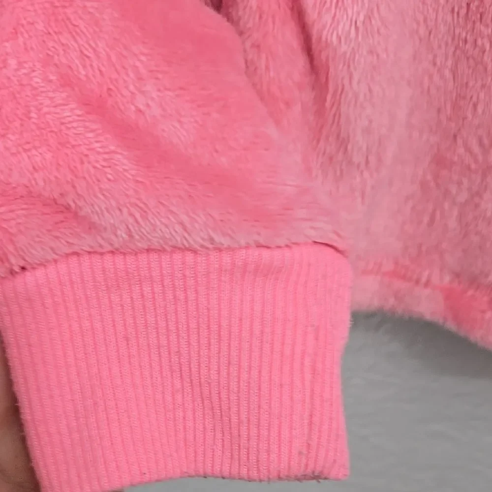 Justice Girls Pink Fuzzy Plush Sweater Dream All Day Silver Graphic Size 10 Top